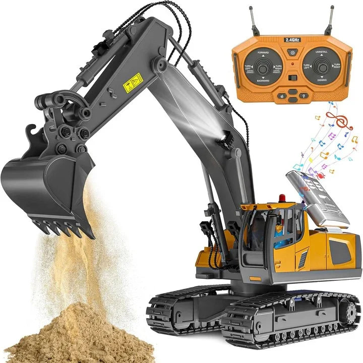 Remote Control Construction Vehicle 1:20 Scale Interchangeable Metal Attachments