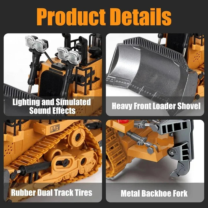 Remote Control Construction Vehicle 1:20 Scale Interchangeable Metal Attachments