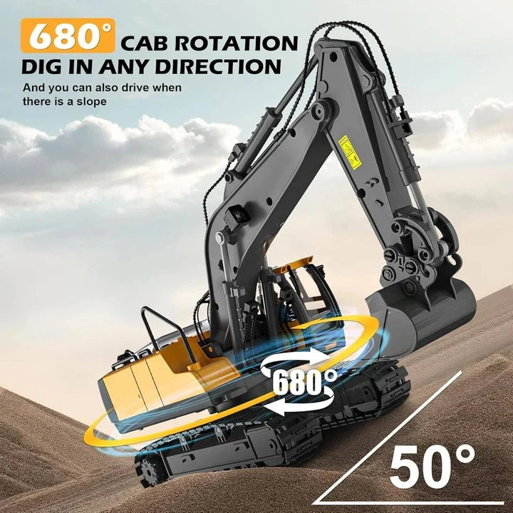 Remote Control Construction Vehicle 1:20 Scale Interchangeable Metal Attachments