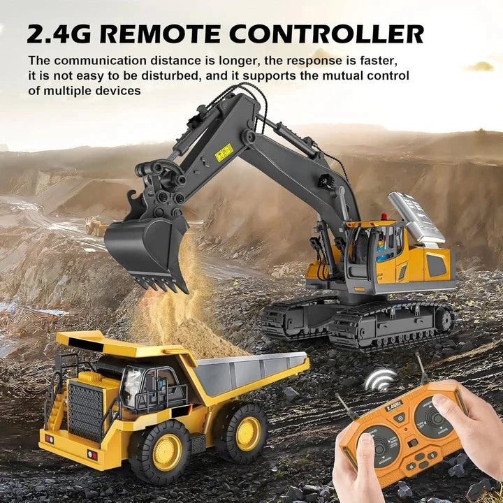 Remote Control Construction Vehicle 1:20 Scale Interchangeable Metal Attachments