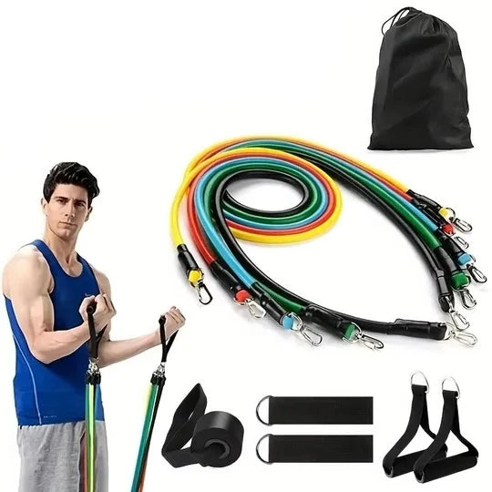 Resistance Band Set 11-Piece Adjustable TPE Foam Handles