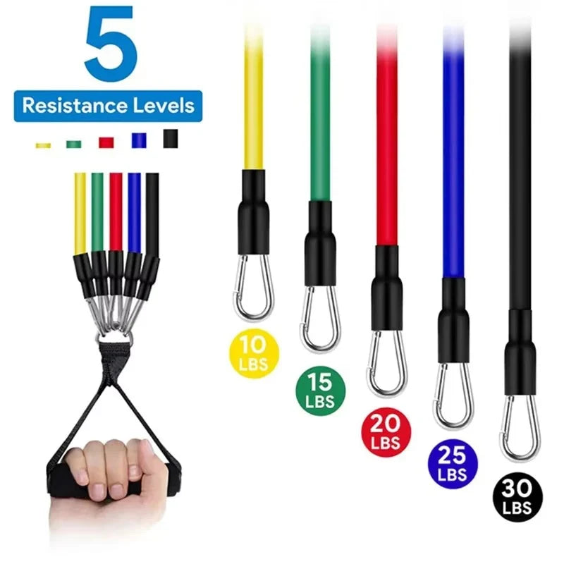 Resistance Band Set 11-Piece Adjustable TPE Foam Handles