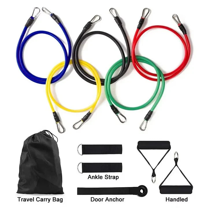 Resistance Band Set 11-Piece Adjustable TPE Foam Handles