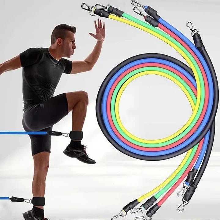 Resistance Band Set 11-Piece Adjustable TPE Foam Handles