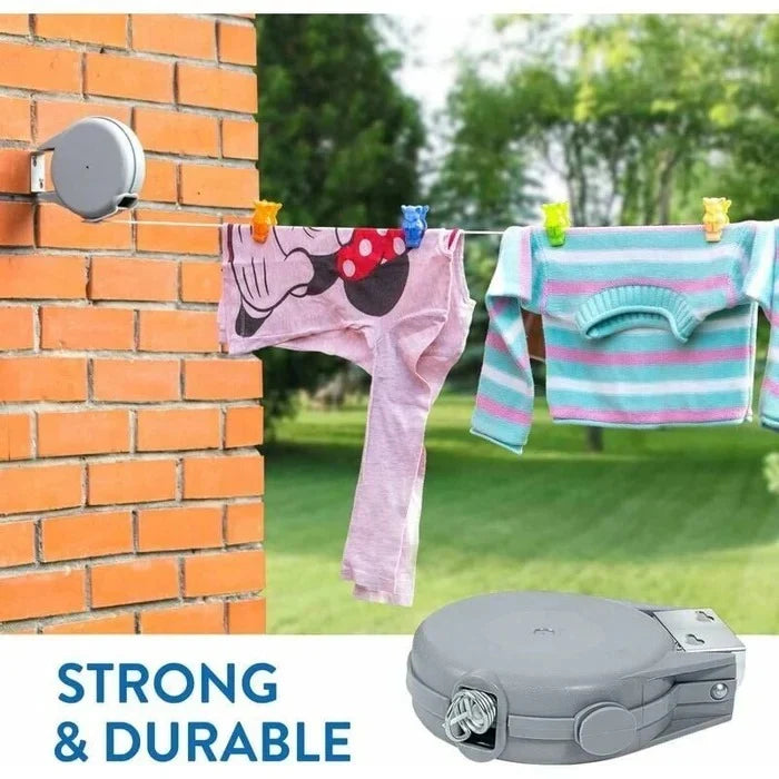 Retractable Clothesline 472 Inch Extra-Long Swivel Wall-Mount & Locking