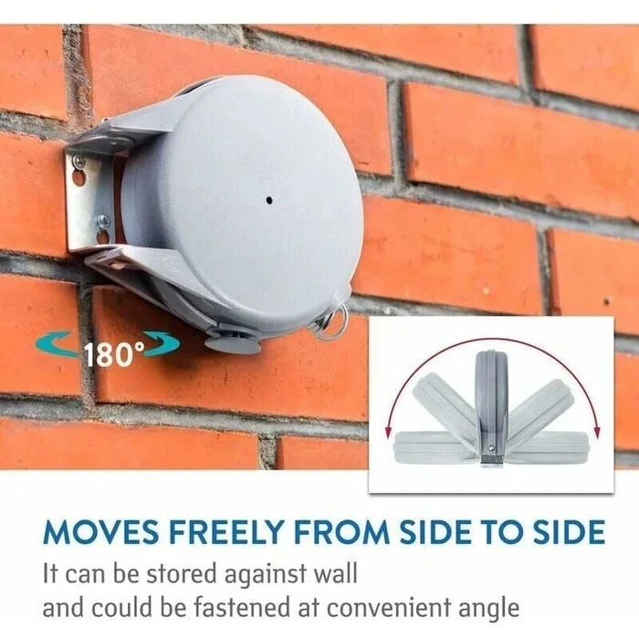 Retractable Clothesline 472 Inch Extra-Long Swivel Wall-Mount & Locking