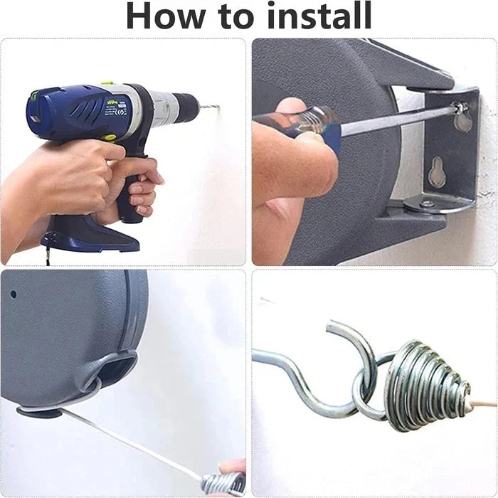 Retractable Clothesline 472 Inch Extra-Long Swivel Wall-Mount & Locking