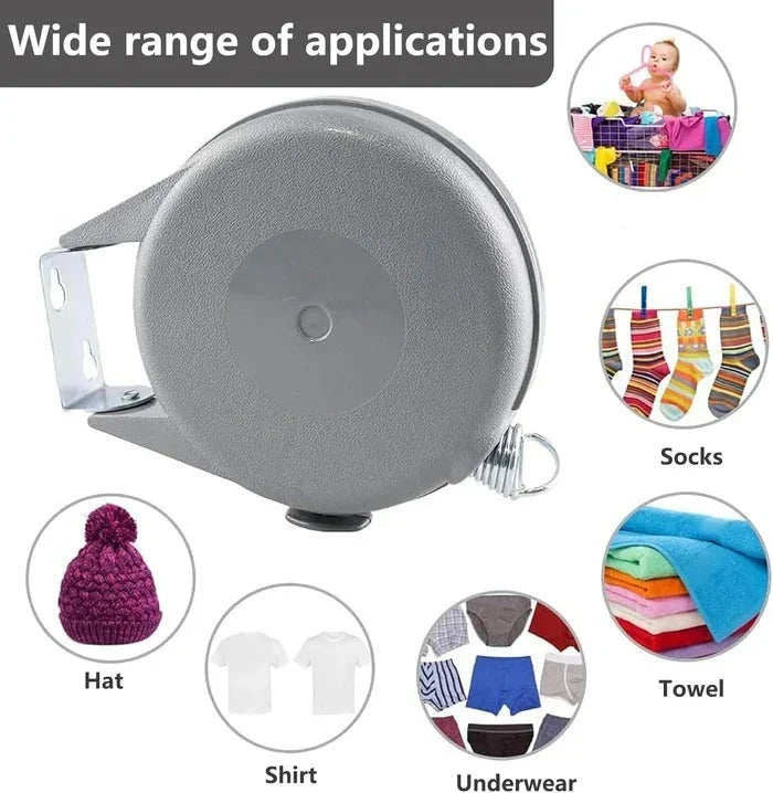 Retractable Clothesline 472 Inch Extra-Long Swivel Wall-Mount & Locking