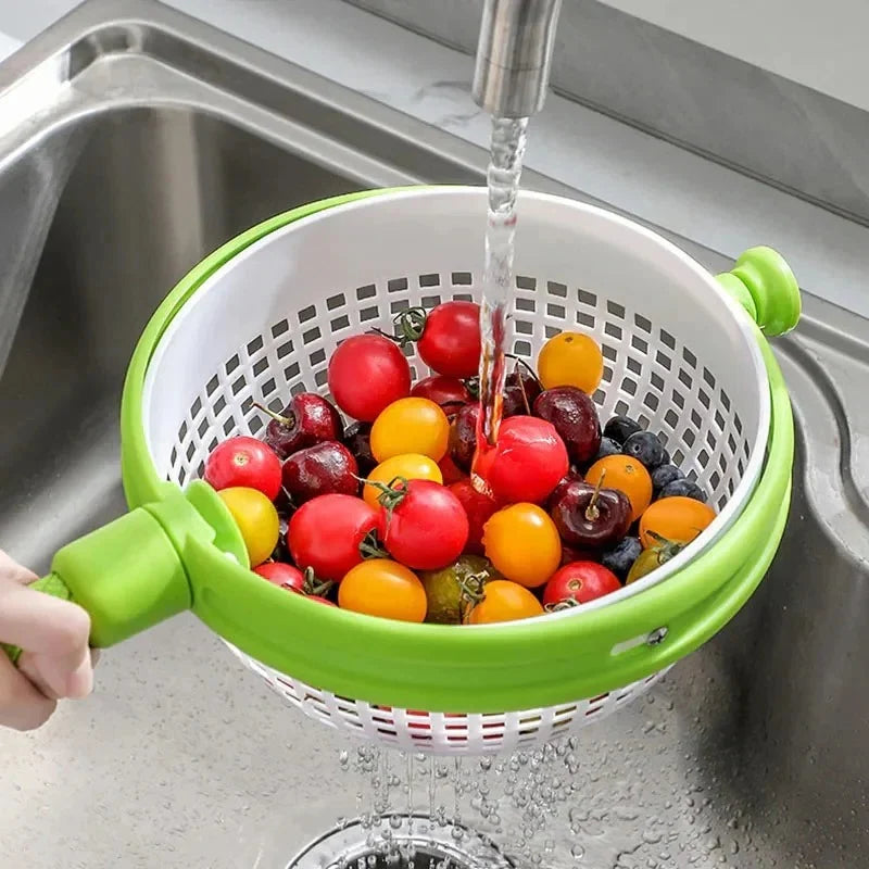 Salad Spinner Manual Spin Rinse & Drain Space-Saving