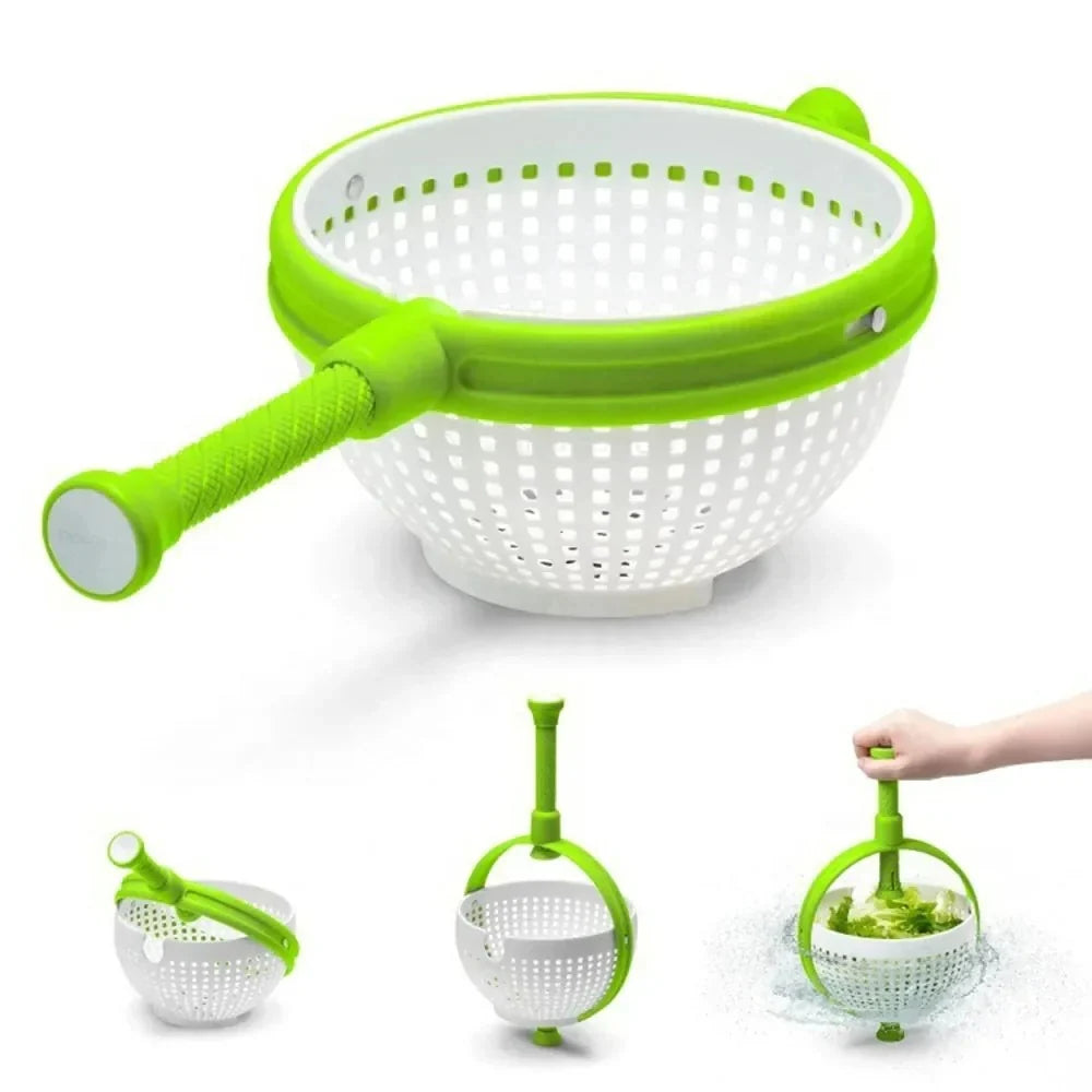 Salad Spinner Manual Spin Rinse & Drain Space-Saving