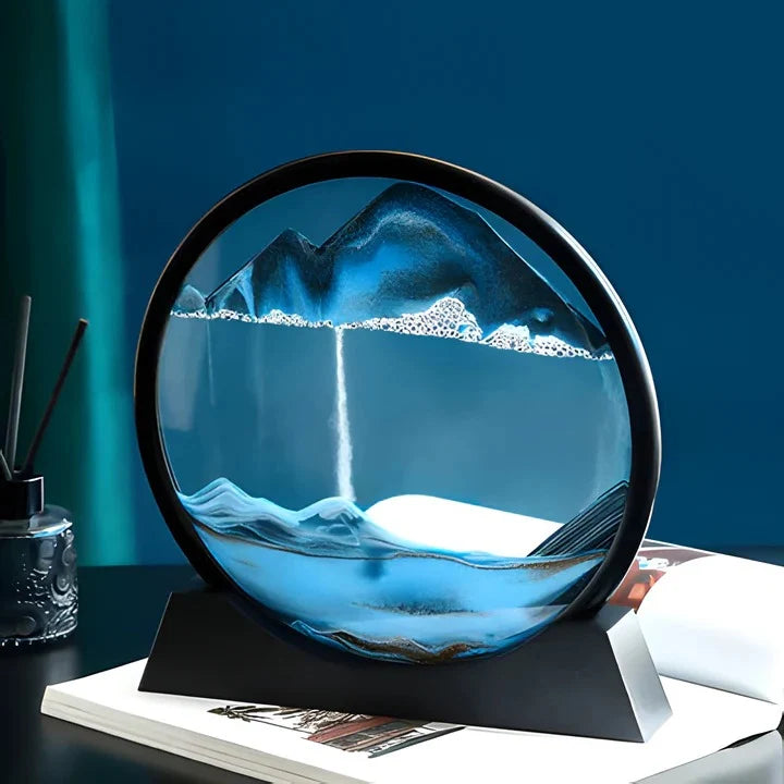 Sand Art Frame Round Glass Silent Motion