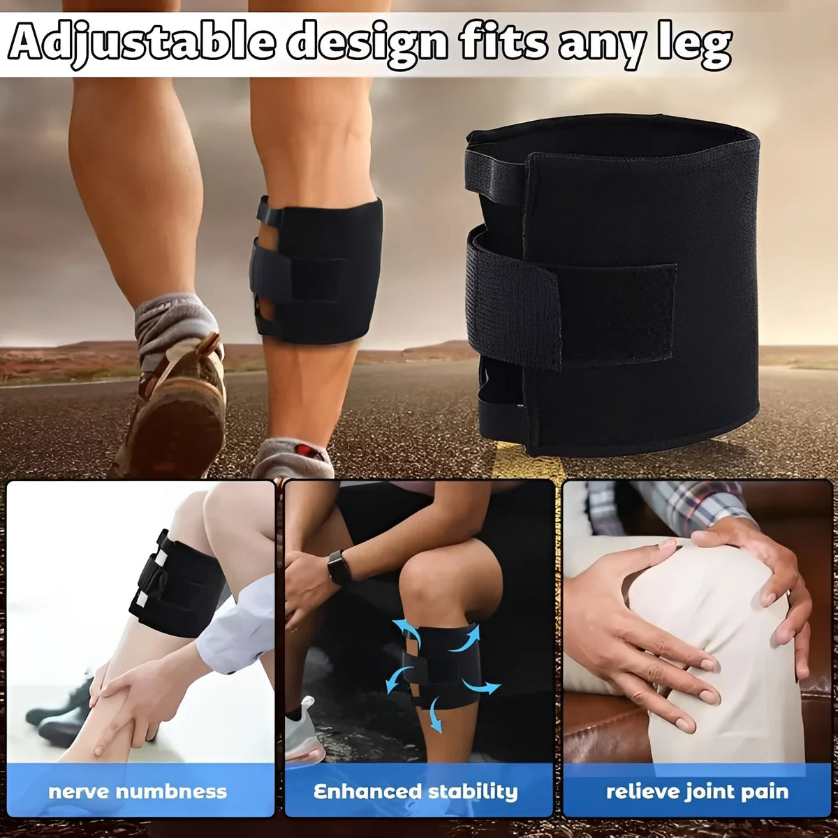 Sciatic Nerve Brace Targeted Compression Adjustable Strap & Breathable Neoprene
