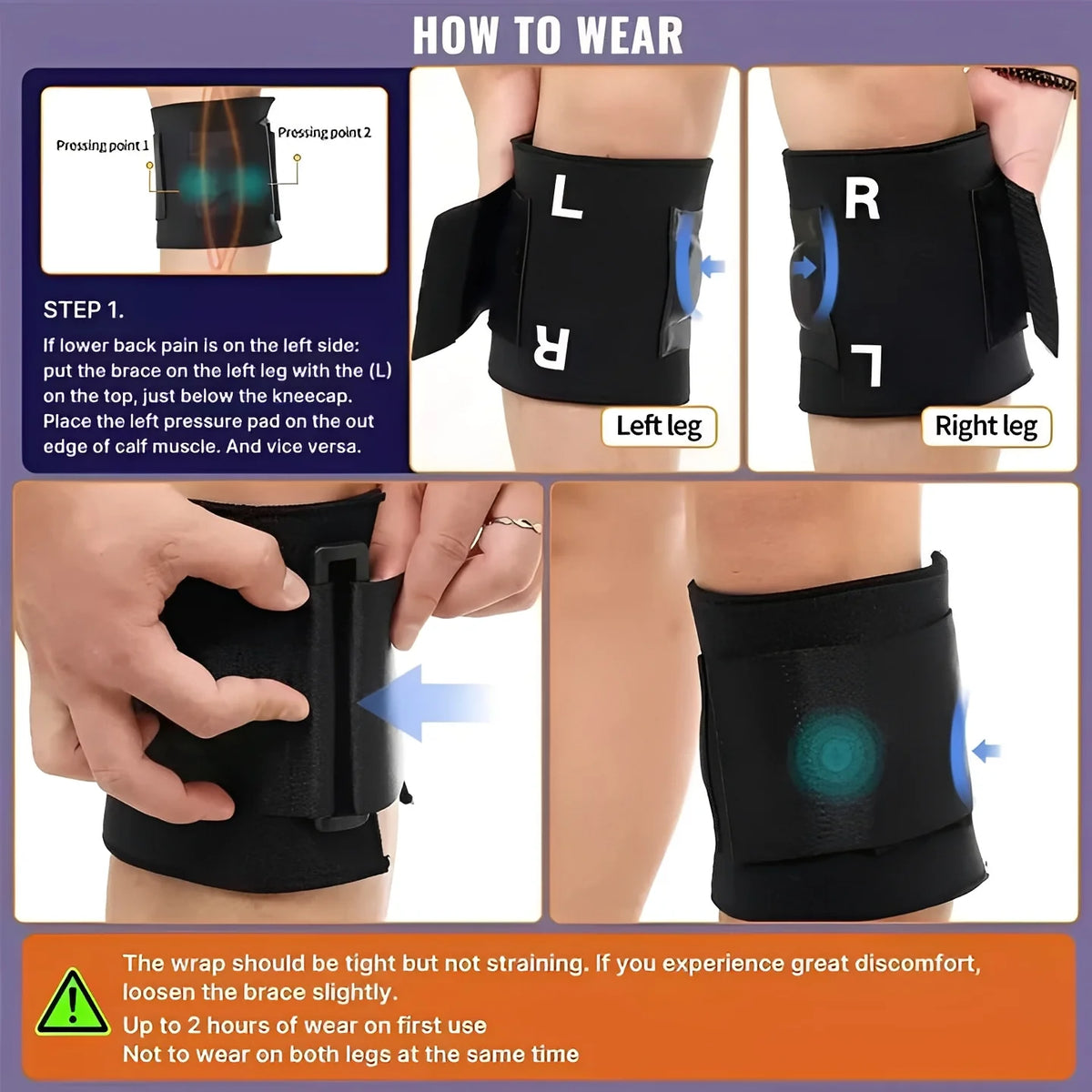 Sciatic Nerve Brace Targeted Compression Adjustable Strap & Breathable Neoprene