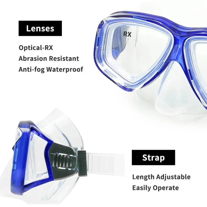 Scuba Mask Tempered Glass Anti-Fog Silicone Seal