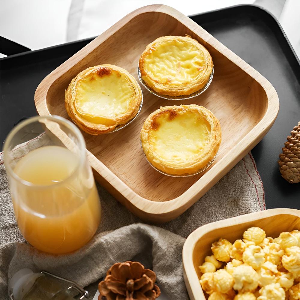 Serving Bowl Natural Rubberwood Polished Food-Safe Finish