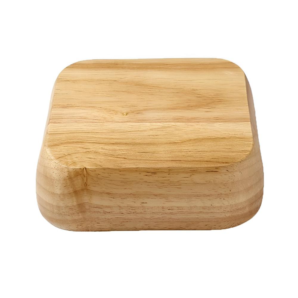 Serving Bowl Natural Rubberwood Polished Food-Safe Finish