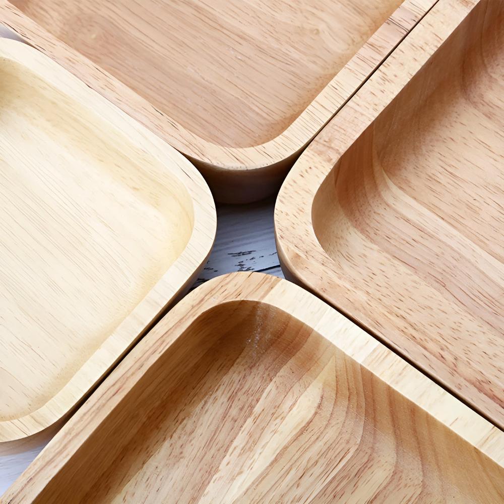 Serving Bowl Natural Rubberwood Polished Food-Safe Finish