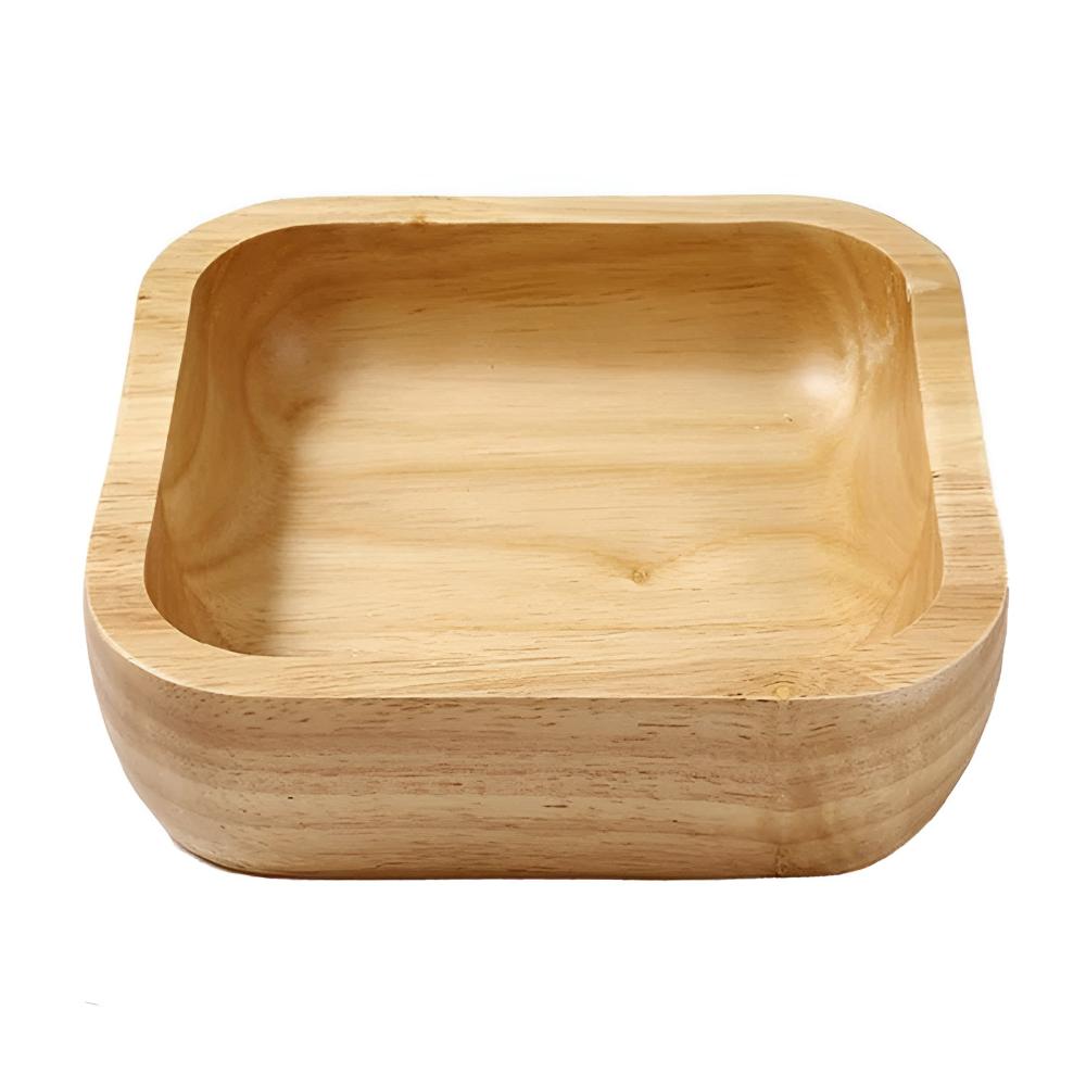 Serving Bowl Natural Rubberwood Polished Food-Safe Finish