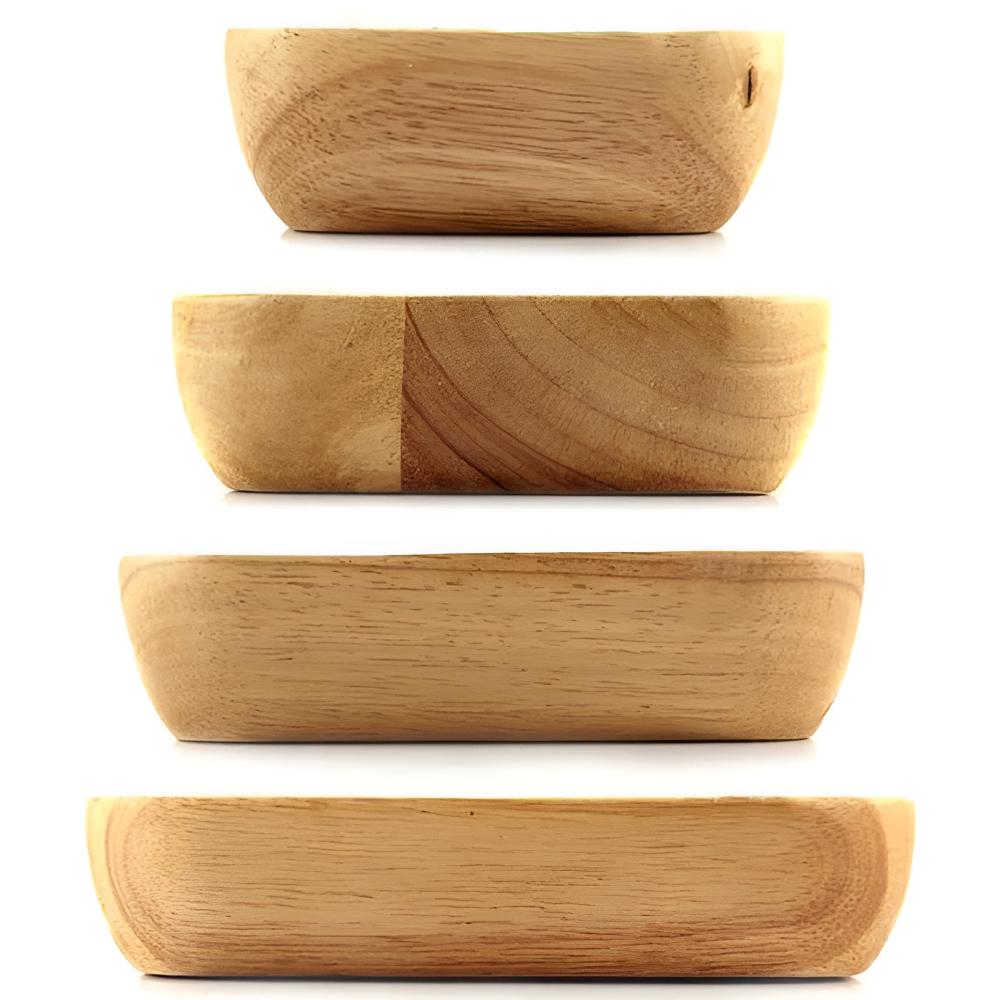 Serving Bowl Natural Rubberwood Polished Food-Safe Finish