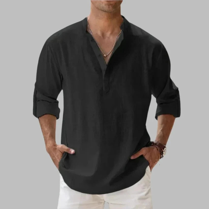 Shirt Linen Rollable Sleeves Relaxed Fit