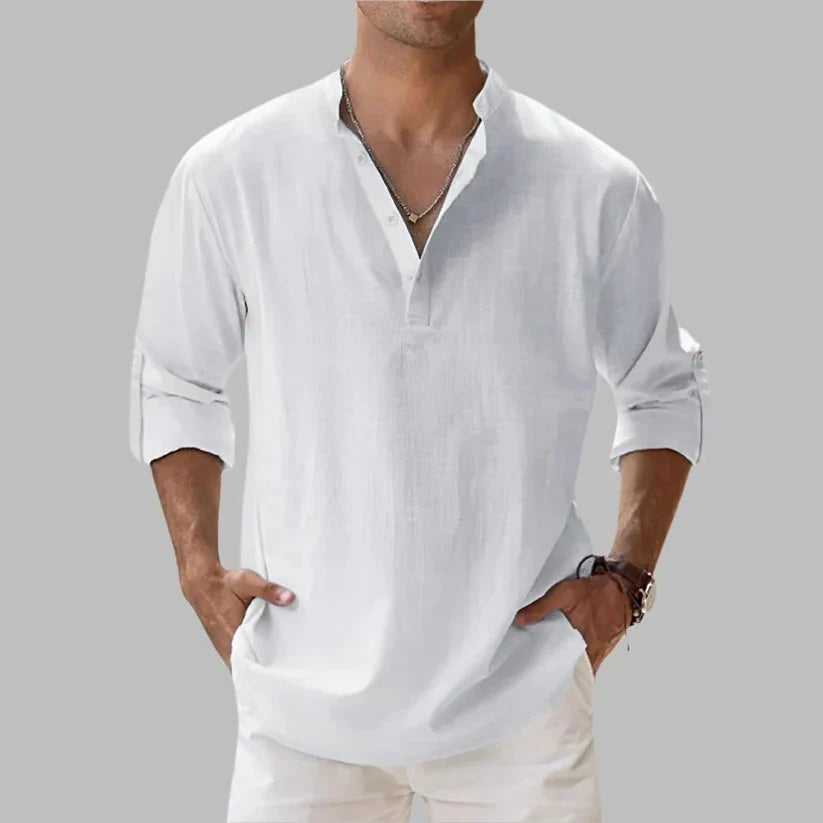 Shirt Linen Rollable Sleeves Relaxed Fit