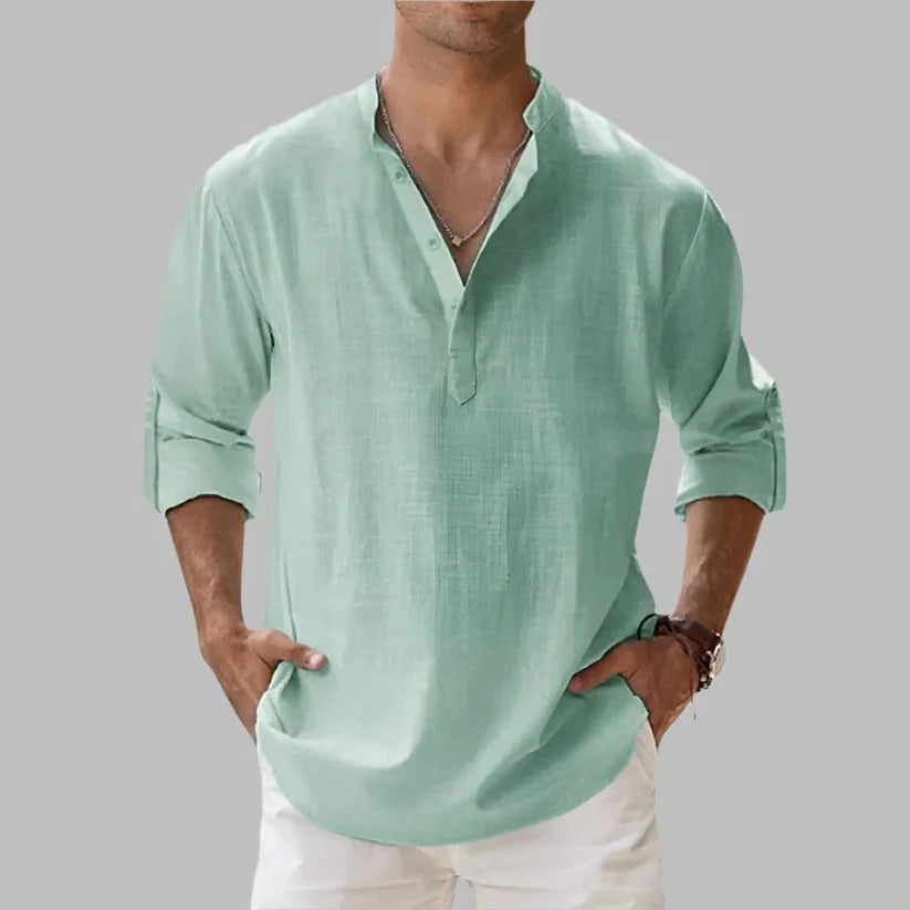 Shirt Linen Rollable Sleeves Relaxed Fit