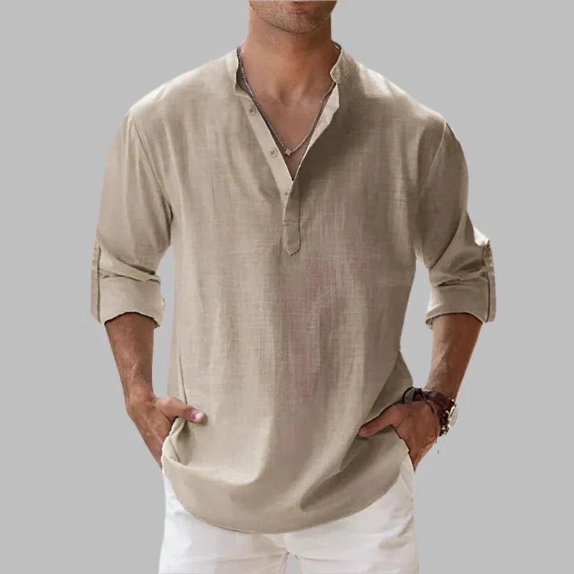 Shirt Linen Rollable Sleeves Relaxed Fit