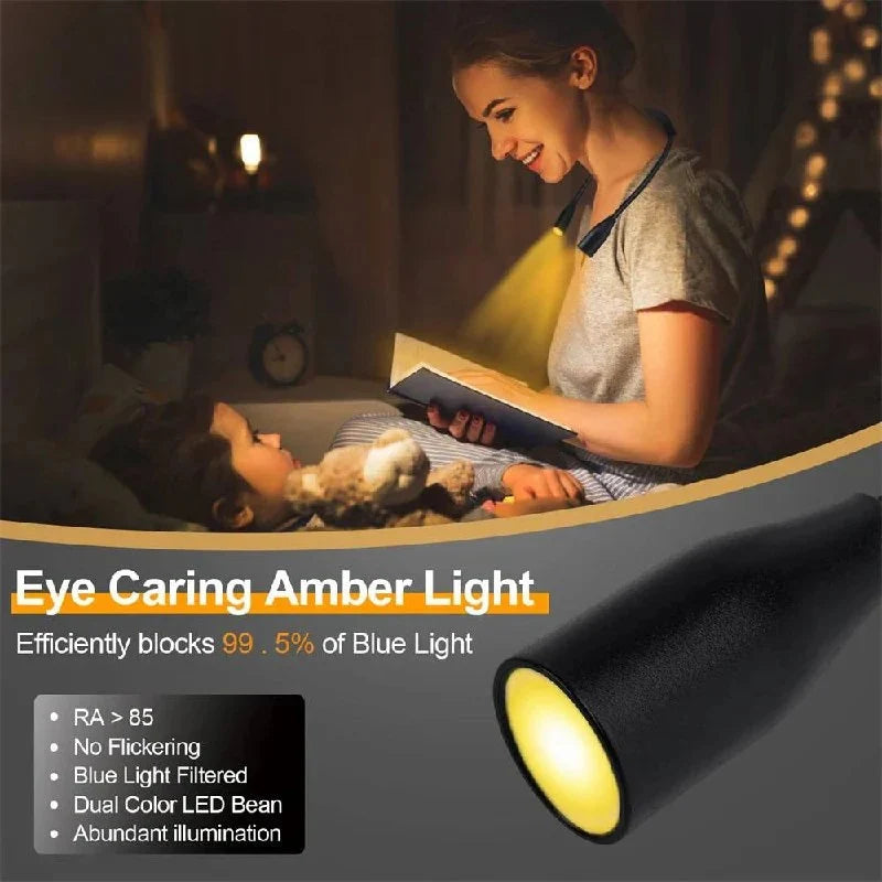 Shoulder Reading Light Dual Bendable Arms & USB Rechargeable