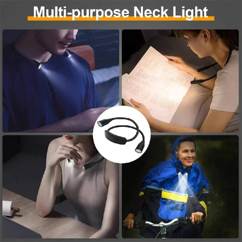 Shoulder Reading Light Dual Bendable Arms & USB Rechargeable