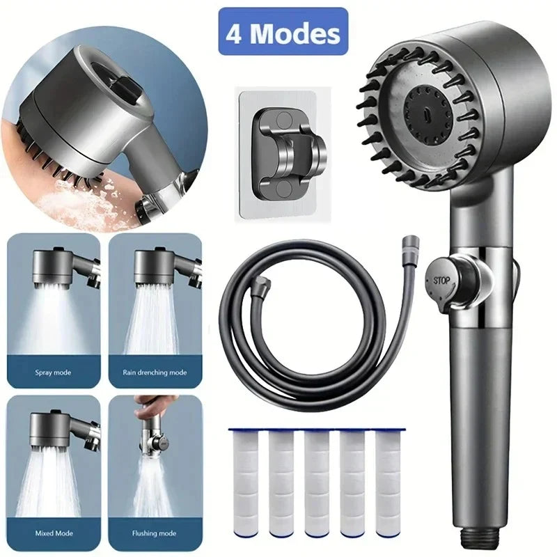 Shower Head 4-Mode Adjustable Built-In Filter