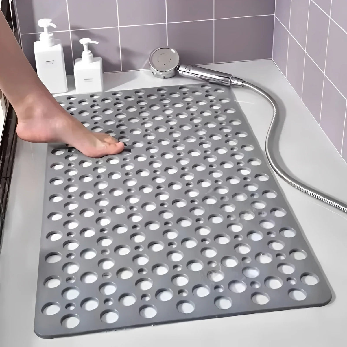 Shower Mat Suction Cup Grid & Drainage Holes