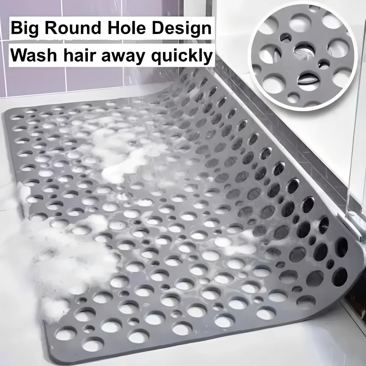 Shower Mat Suction Cup Grid & Drainage Holes