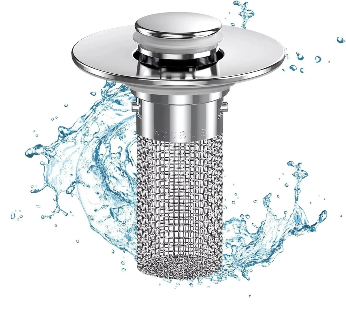 Sink Stopper Press-To-Seal Built-In Strainer