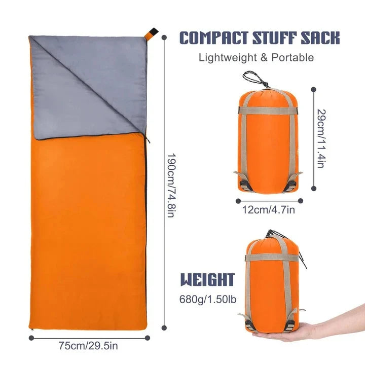Sleeping Bag Lightweight Water-Resistant Nylon Convertible