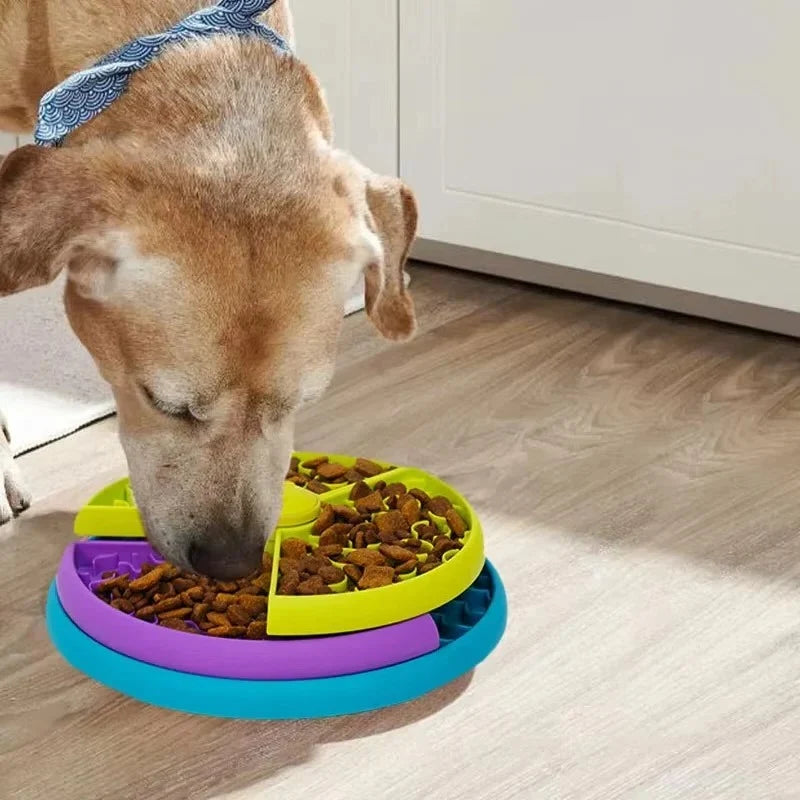 Slow Feeder Bowl Puzzle-Style Compartments Textured Non-Slip Base