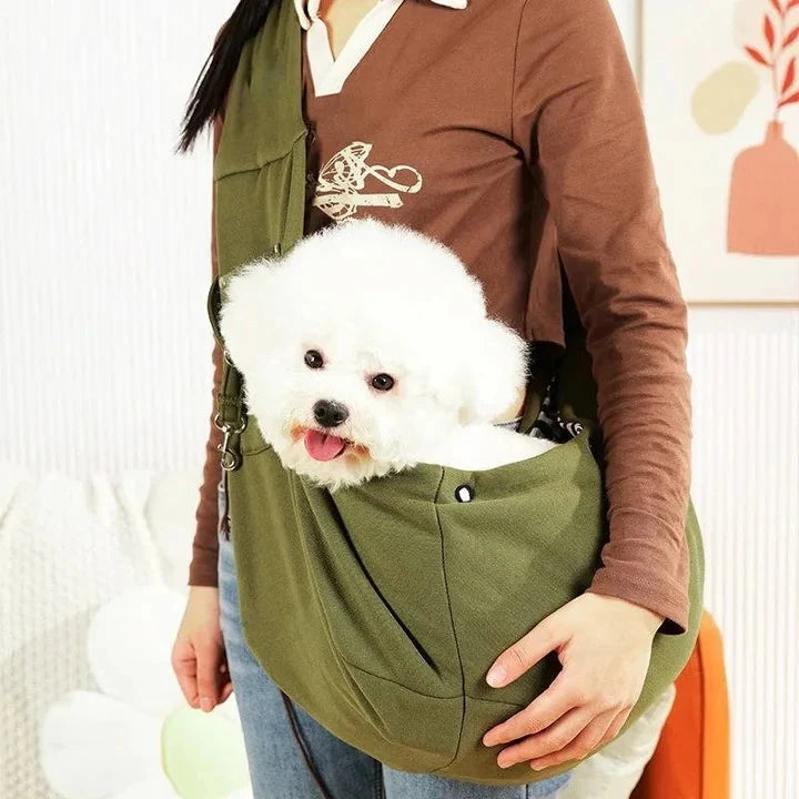 Small Dog Sling Carrier Machine-Washable Cotton Holds 16.5 lb