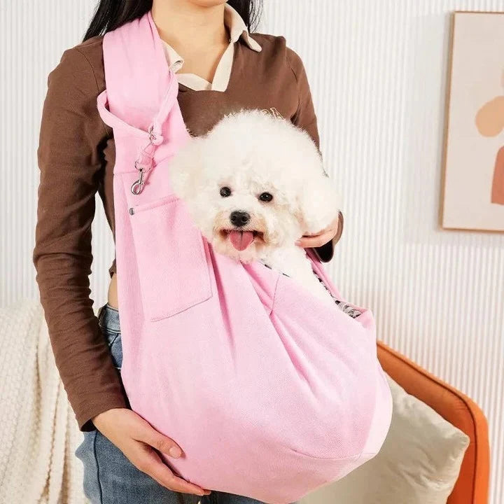 Small Dog Sling Carrier Machine-Washable Cotton Holds 16.5 lb
