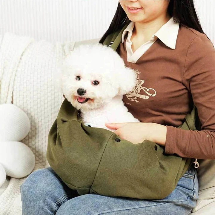 Small Dog Sling Carrier Machine-Washable Cotton Holds 16.5 lb