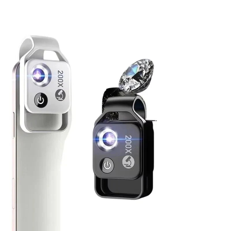 Smartphone Microscope Lens 200X Optical Glass Universal Clip-On