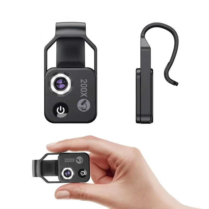 Smartphone Microscope Lens 200X Optical Glass Universal Clip-On