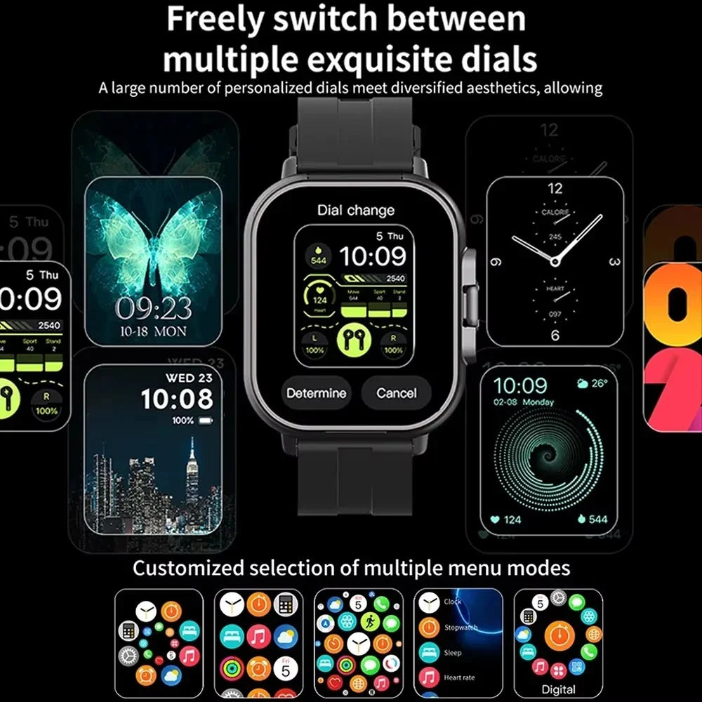 Smartwatch Built-In Earbuds & Charging 2-Inch Display