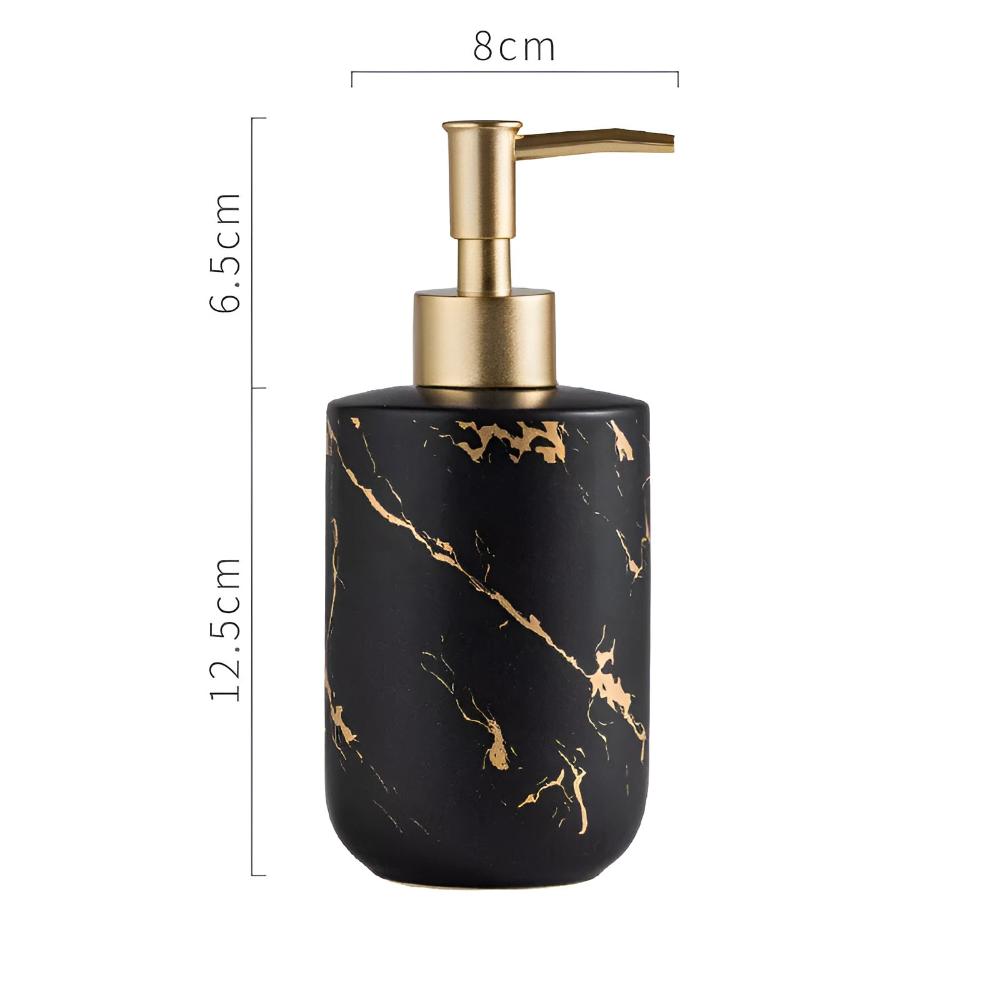 Soap Dispenser Ceramic Marble Design & Gold Accents 400ml