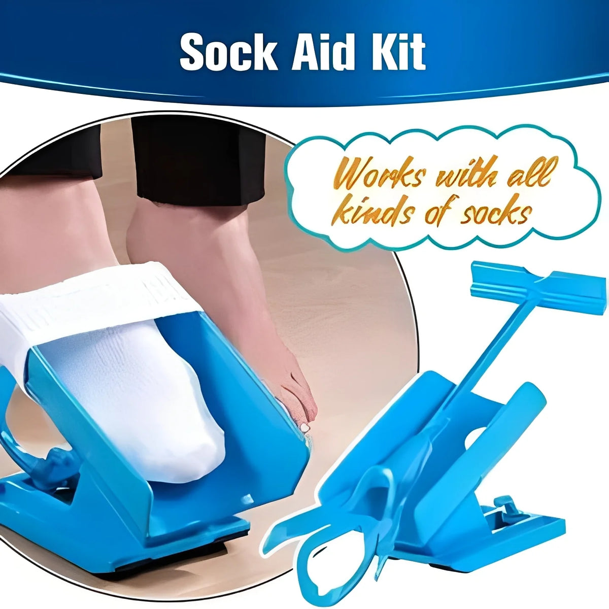 Sock Aid Foldable Handle Non-Slip Cradle & Shoehorn