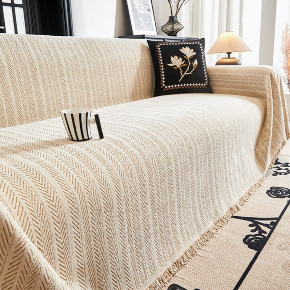 Sofa Cover Herringbone Chenille Non-Slip & Pet-Friendly