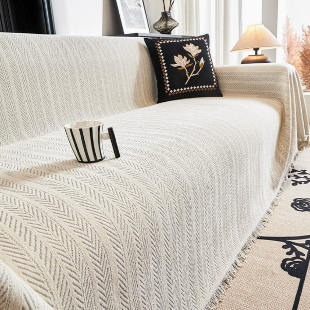 Sofa Cover Herringbone Chenille Non-Slip & Pet-Friendly