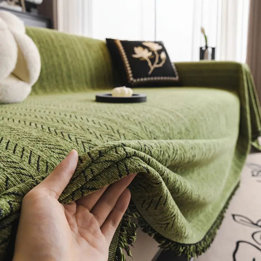 Sofa Cover Herringbone Chenille Non-Slip & Pet-Friendly