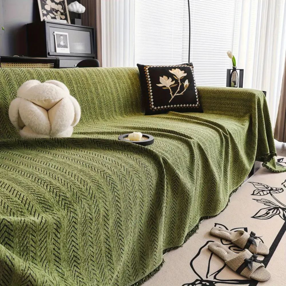 Sofa Cover Herringbone Chenille Non-Slip & Pet-Friendly