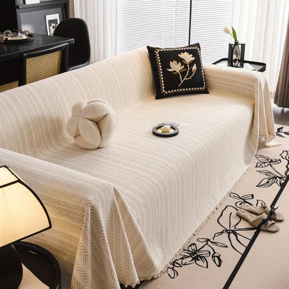 Sofa Cover Herringbone Chenille Non-Slip & Pet-Friendly
