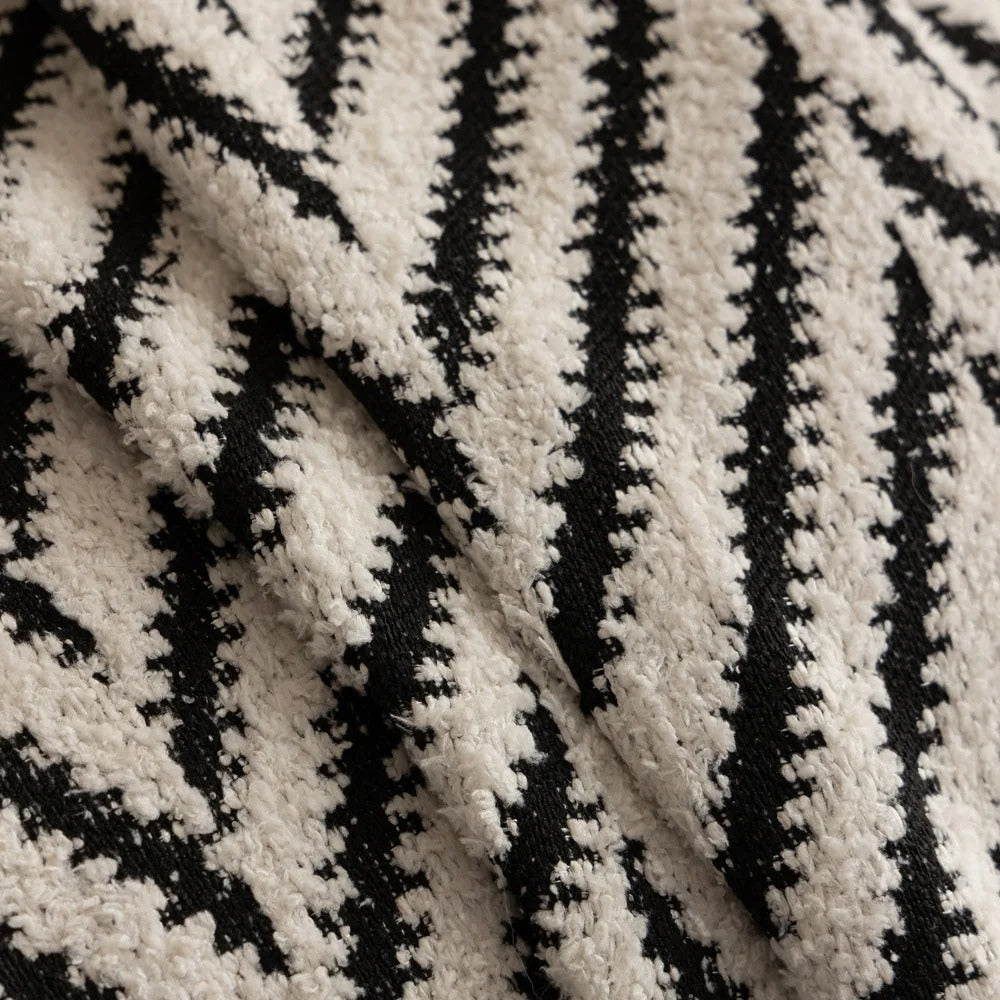 Sofa Cover Jacquard Chevron Anti-Pilling Microfiber Tassel Fringe