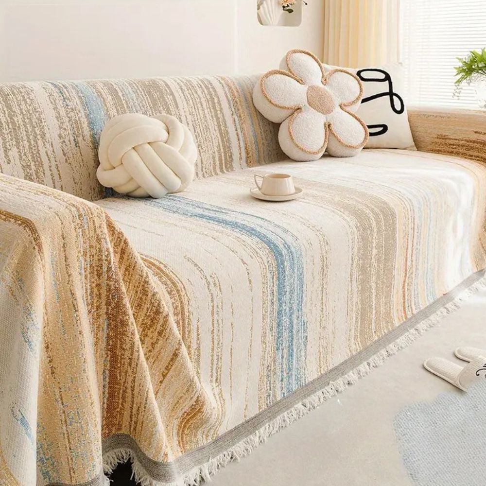 Sofa Cover Striped Chenille Non-Slip